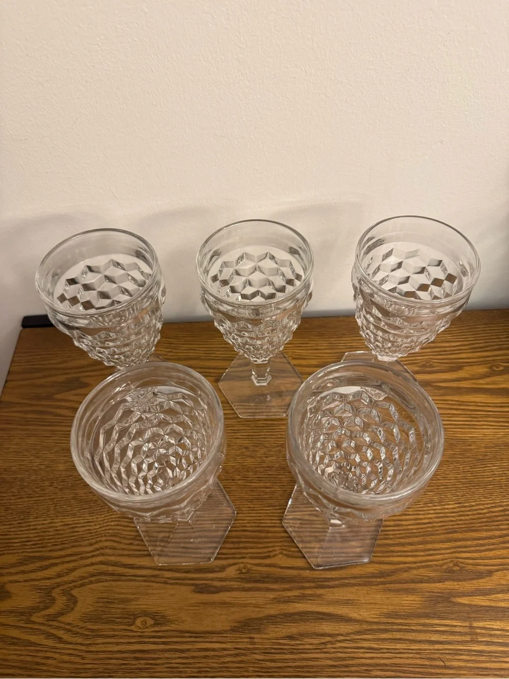 Vintage Fostoria American Clear Glass Water Goblets - Set of 5